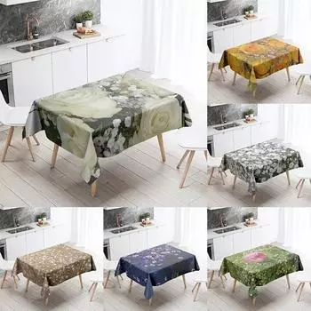 Скатерть с цветочным принтом розы, декор для вечеринки, ресторана, банкета, устойчивая к пятнам, водонепроницаемая, украшение для домашнего стола 40x70cm