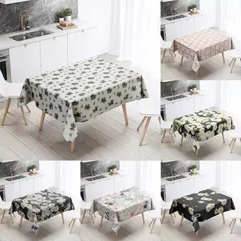 Скатерть с цветочным рисунком ромашки, устойчивая к пятнам, водостойкая обеденный стол, домашний декор, прямоугольная кухонная столешница для камина 40x70cm