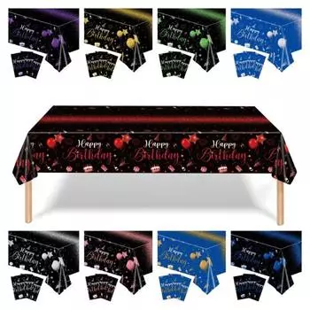 Скатерть «С Днем Рождения», водонепроницаемая, устойчивая к пятнам, прямоугольная одноразовая пластиковая защитная крышка для обеденного стола