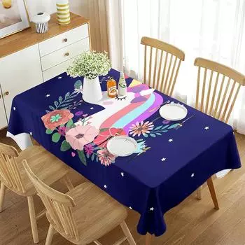 Скатерть с единорогом, мифические животные, облака и радужная лошадь, принт с изображением лошади, прямоугольная крышка стола для декора столовой и кухни 40x70cm 15x27inch