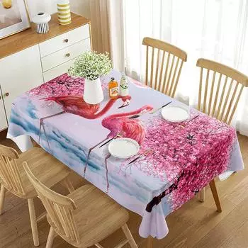 Скатерть с фламинго, розовые влюбленные фламинго и романтические животные, художественный принт, столовая, кухня, прямоугольное покрытие для стола 40x70cm 15x27inch