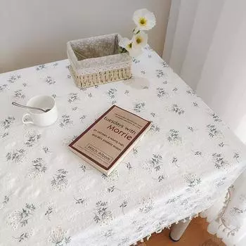 Скатерть с изображением маленькой ромашки для кухни, льняная хлопковая скатерть с кружевным декором для званого ужина, свадебных украшений, скатерть для дома в фермерском стиле 40x60cm