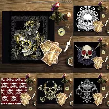 Скатерть с изображением розы и черепа, Луна, декоративный жиронепроницаемый гобелен, домашний декор 70x70cm