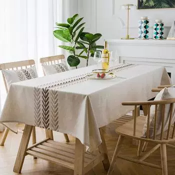 Скатерть с кисточками и вышивкой Anglicanum, хлопково-льняная пыленепроницаемая крышка стола, для кухни, столовой, декор столешницы для домашней вечеринки 90x90cm