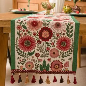 скатерть с кисточками подсолнух скатерть этнический стиль дорожка для стола украшение кухни 35*120cm-Table Runner
