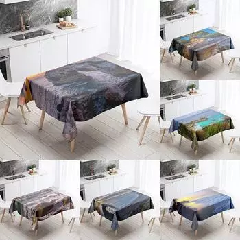 Скатерть с морским пейзажем, мир природы, против пятен, водонепроницаемая, прямоугольная, кухонный стол, украшение для дома 40x70cm