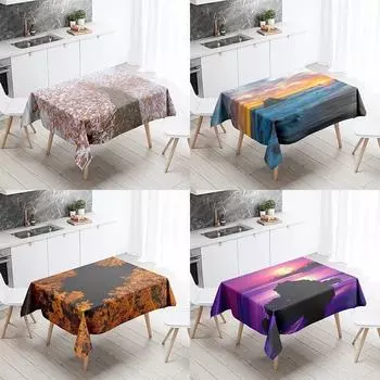 Скатерть с навесом из растений, закатный пейзаж, противообрастающая и водонепроницаемая прямоугольная кухонная скатерть, украшение для дома 40x70cm