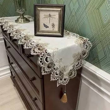 Скатерть с подвеской в виде кисточки, вышитая скатерть, кружевная дорожка для стола, украшение для дома 40x120cm-Style 3