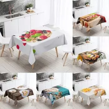 Скатерть с принтом для гурманов, устойчивая к пятнам, водонепроницаемая, кухонная, домашняя, уличная, для пикника, ресторана, украшение 40x70cm