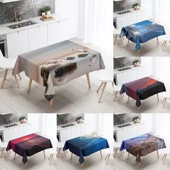 Скатерть с принтом фламинго, природные пейзажи HD, противообрастающая водостойкая кухонная скатерть, украшение для дома 40x70cm