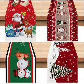Скатерть с принтом гнома и снеговика, сезонная зимняя праздничная кухонная столешница, рождественские украшения для семейных посиделок в помещении One Size