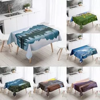 Скатерть с принтом из натуральных пейзажей, противообрастающая водонепроницаемая прямоугольная скатерть для кемпинга на открытом воздухе, украшение для стола 40x70cm