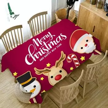 Скатерть с принтом Санта-Клауса, украшение для домашнего стола, противообрастающие аксессуары, прямоугольная скатерть для обеденного журнального столика 40x70cm15x27inch