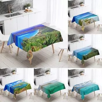 Скатерть с природным пейзажем озера и принтом на открытом воздухе, пикнике, кемпинге, устойчивая к пятнам, водонепроницаемая, украшение для дома 40x70cm