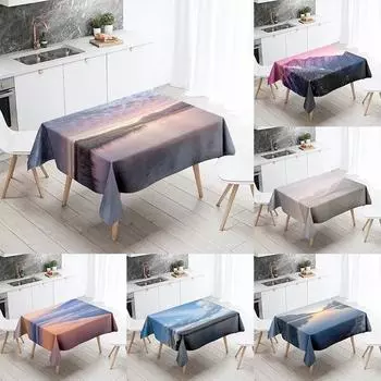 Скатерть с природными пейзажами, противообрастающая Водонепроницаемая прямоугольная кухонная обеденный стол, украшение для дома 40x70cm