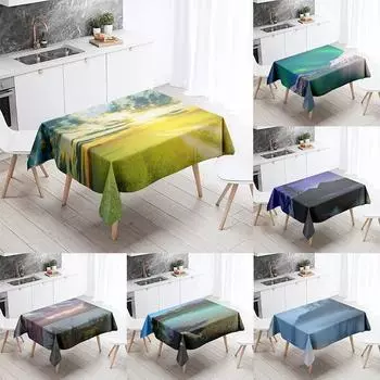 Скатерть с природными пейзажами, противообрастающая Водонепроницаемая прямоугольная кухонная обеденный стол, украшение для дома 40x70cm