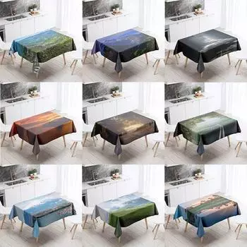 Скатерть с природными пейзажами, противообрастающая Водонепроницаемая прямоугольная кухонная обеденный стол, украшение для дома 40x70cm