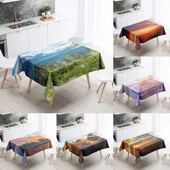 Скатерть с природными пейзажами, противообрастающая водонепроницаемая прямоугольная кухонная обеденный стол, украшение для дома 40x70cm