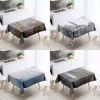 Скатерть с туманным пейзажем для кемпинга, вечеринки, против пятен, водонепроницаемая, прямоугольная, кухонный, обеденный стол, домашний декор 40x70cm