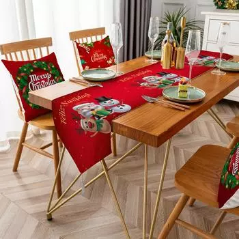 Скатерть Санта-Клауса прямоугольная пыленепроницаемая украшения столы одежда для веселого рождественского праздника 33*150 cm