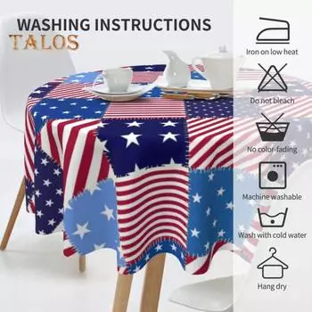 Скатерть со звездами и полосами, американский флаг, принт 4 июля, патриотический стиль, круглая форма, простая в уходе, защита стола, банкеты, столовая, кухня, вечеринка разноцветный