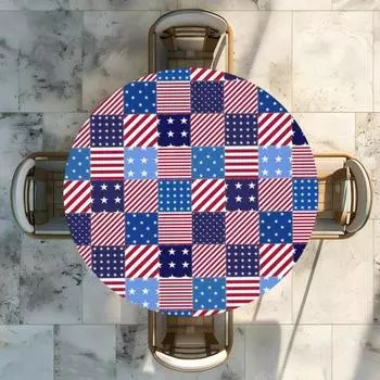 Скатерть со звездами и полосами, американский флаг, принт 4 июля, патриотический стиль, круглая форма, простая в уходе, защита стола, украшение для банкетов и вечеринок