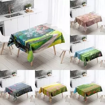 Скатерть-тюльпан с цветочным рисунком, устойчивая к пятнам, водонепроницаемая, прямоугольная, кухонный, обеденный стол, домашний декор 40x70cm