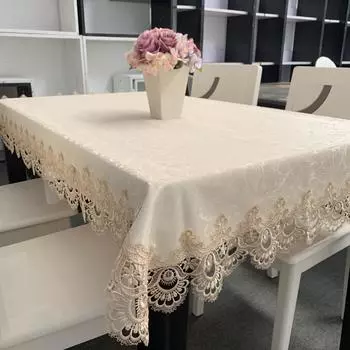 Скатерть Водонепроницаемая и Маслостойкая Европейская Жаккардовая Ткань Бытовая Скатерть для Кофейного Столика Кружевная Скатерть 80X140