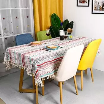 Скатерть в этническом стиле «Четыре сезона» в стиле ретро, хлопковая льняная скатерть с богемным принтом, скатерть для обеденного стола, скатерть для журнального стола, прямоугольная скатерть 60*40