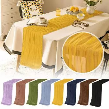 Скатерть в стиле бохо, ткань для скатерти, скатерть для свадебного декора 300 * 90 см One Size чёрный