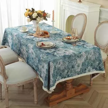 Скатерть в стиле винтажной масляной живописи, чехол для тумбы под телевизор, полотенце, жаккардовая хлопковая льняная ткань, бытовые прямоугольные скатерти 90*90cm
