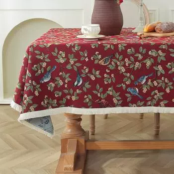 Скатерть в стиле винтажной масляной живописи, чехол для тумбы под телевизор, полотенце, жаккардовая хлопковая льняная ткань, бытовые прямоугольные скатерти 90*90cm