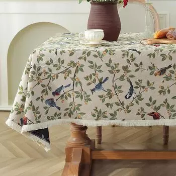 Скатерть в стиле винтажной масляной живописи, чехол для тумбы под телевизор, полотенце, жаккардовая хлопковая льняная ткань, бытовые прямоугольные скатерти 90*90cm