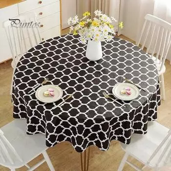 Скатерть водонепроницаемая марокканская скатерть с принтом износостойкая многоразовая защитная крышка для стола для использования в помещении и на открытом воздухе L чёрный