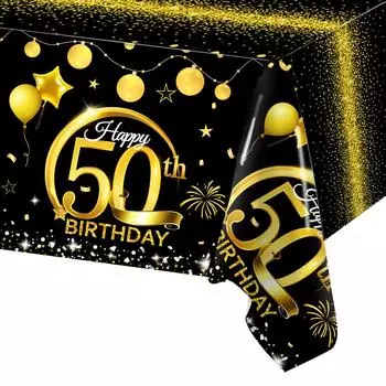 Скатерть золотого и черного цвета на день рождения 18, 30, 40, 50 лет, украшения на день рождения, товары для вечеринки по случаю дня рождения, декор скатерти с золотым блеском