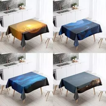 Скатерть «Звездное небо», ночь, против пятен, водонепроницаемая, прямоугольная, кухонный, обеденный стол, украшение для дома 40x70cm