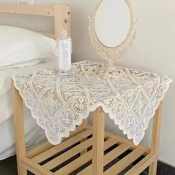 Скатерти Хлопок Лен Главная Круглая Прямоугольная Скатерть Противоожоговая Чайная Скатерть Свадебная Вечеринка Украшение Скатерти Полая Тканая Скатерть 60 * 60cm