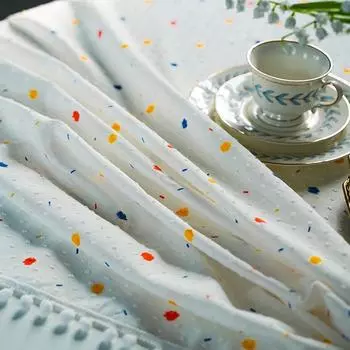 Скатерти с помпонами и кисточками, круглые, пыленепроницаемые, из хлопчатобумажной ткани, для гостиной, кухни, пикника, обеденного стола, украшения для столешницы Round 90cm