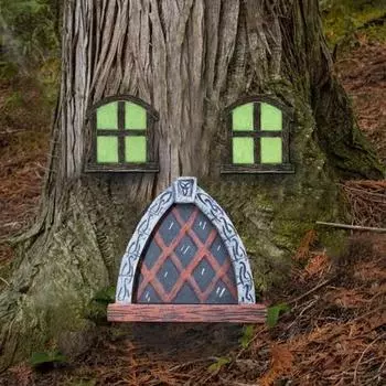 Сказочная дверь, гладкая поверхность, невыцветающий самшит, миниатюрная деревянная модель двери в виде гнома, украшение для сада для двора C