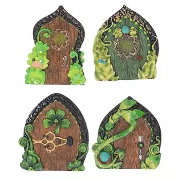 Сказочная дверь миниатюрная смоляная изысканная ручная роспись экологически чистые покрытия с винтовой сказочной дверью дома 002