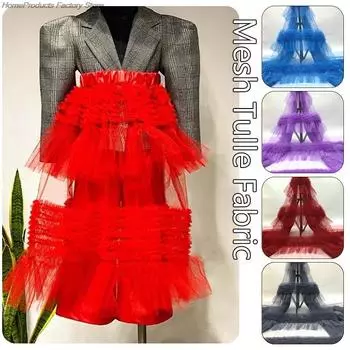 Сказочная гофрированная тюль-ткань, многослойная волнистая плиссированная сетчатая кружевная ткань, сделай сам, юбки-пачки принцессы, ткань для свадебного платья 1 Yard