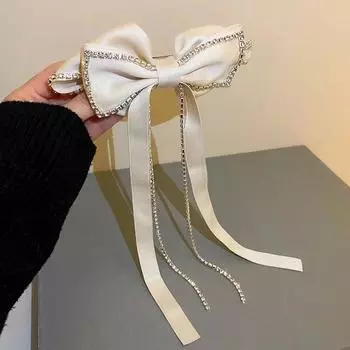 Сказочная кисточка из стразов, хрустальная цепочка, заколка для волос, бархатный бант, ретро женская заколка, лента, корейские свадебные украшения, аксессуары для волос