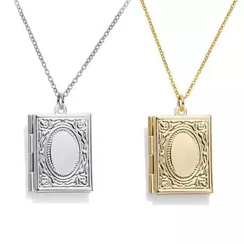 Сказочная книга рассказов DIY секретное сообщение медальон ожерелье кулон винтажный подарок серебряный