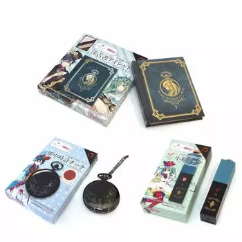 Сказочная косметика Алиса в стране чудес Старинная книга тени для век Маленький флакончик для губ Карманные часы Щеки Губы Глаза [набор из 3 предметов] [Щеки + + тени]