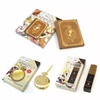 Сказочная косметика Алиса в стране чудес Старинная книга тени для век Маленький флакончик для губ Карманные часы Щеки Губы Глаза [набор из 3 предметов] [Щеки + + тени]