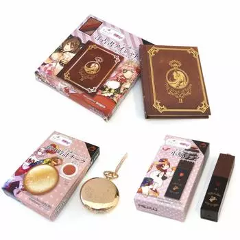 Сказочная косметика Алиса в стране чудес Старинная книга тени для век Маленький флакончик для губ Карманные часы Щеки Губы Глаза [набор из 3 предметов] [Щеки + + тени]