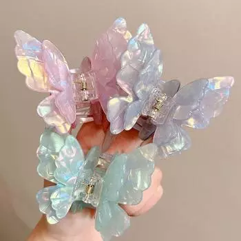 Сказочные красочные бабочки, заколки для волос, сладкие ацетатные заколки-крабы, заколки для волос, головные уборы для женщин и девочек, французские аксессуары для волос фиолетовый