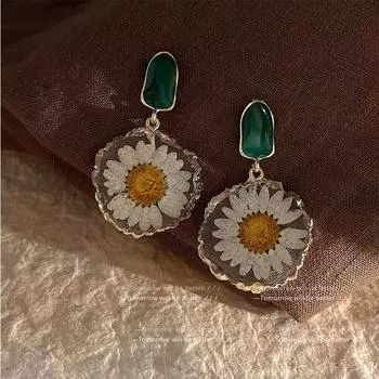 Серьги Fairy Grade Daisy Flower, высококачественные корейские модные серьги для женщин, трендовые