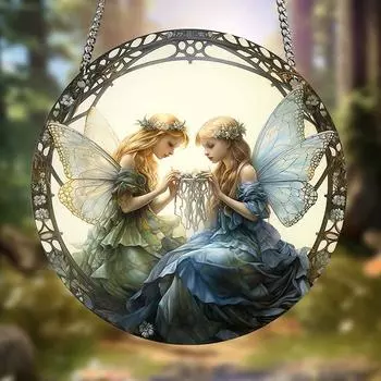 Сказочный эльф, подвесные украшения на окна, ловец солнца, акриловые витражи, ловцы солнца, орнамент, витражная панель, ловец солнца, украшение