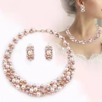 Сказочный комплект ожерелья и серег, милая цепочка на шею, высококачественный комплект белый